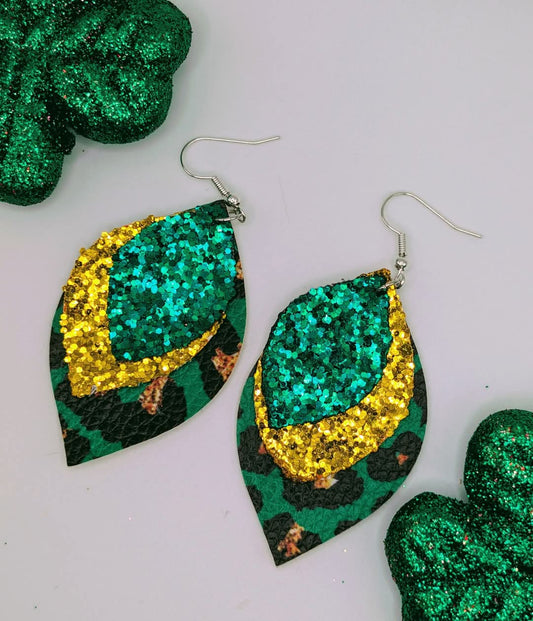St. Patrick's Day faux leather earrings