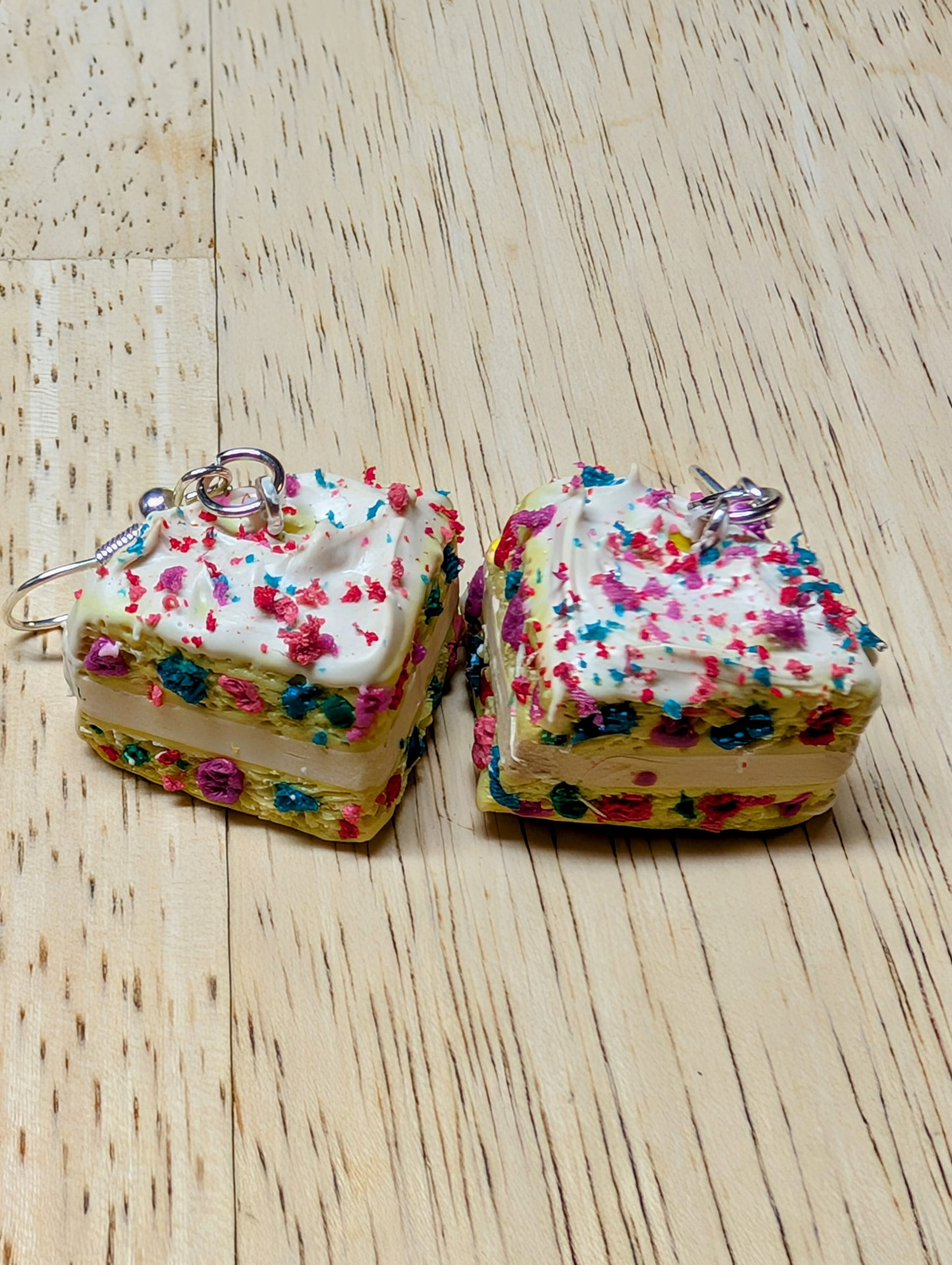Birthday cake polymer clay earrings