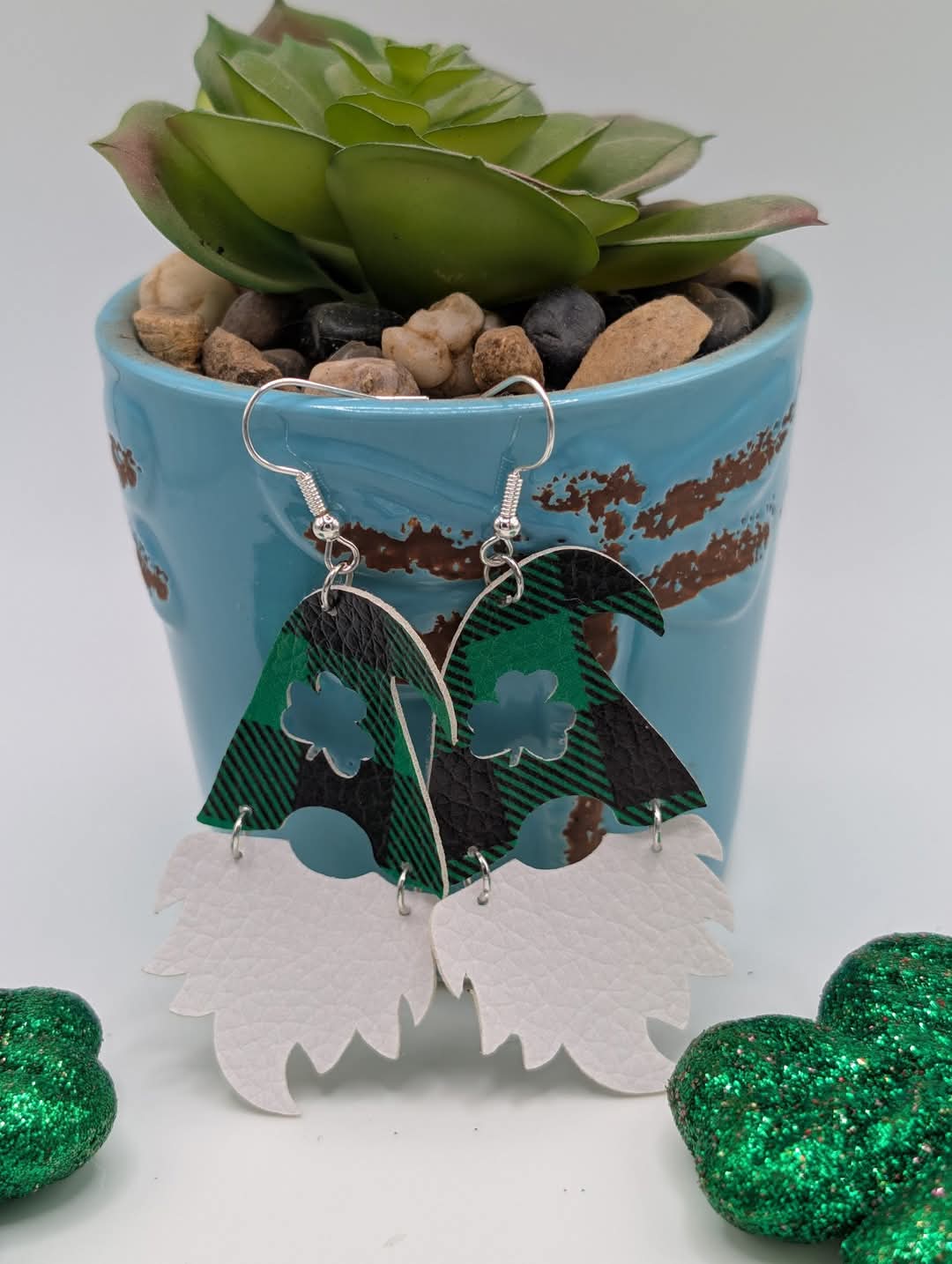 St. Patrick's Day faux leather earrings