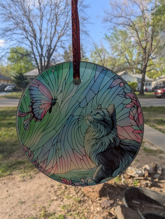 Frost glass cat ornaments