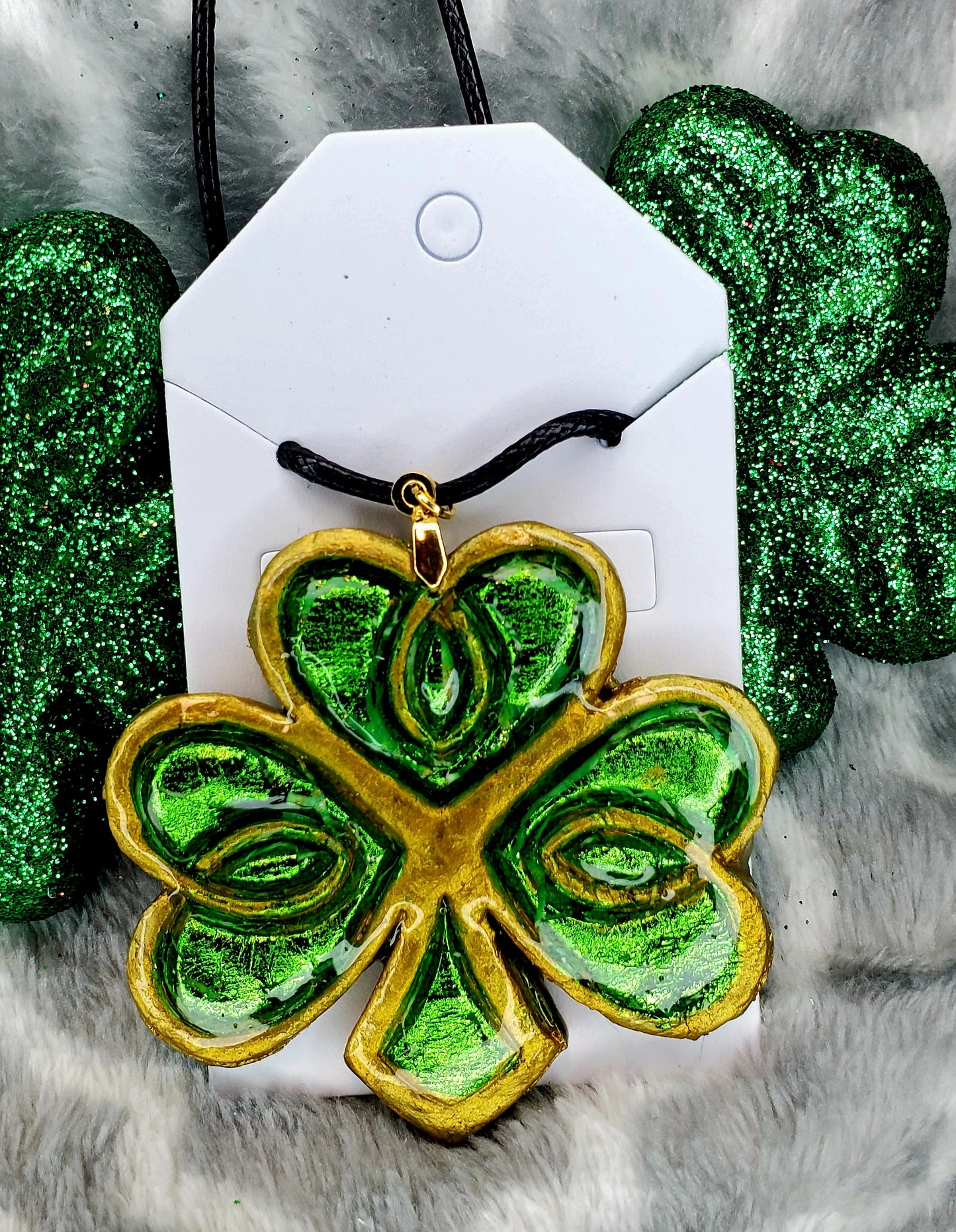Marbled and foiled Celtic shamrock