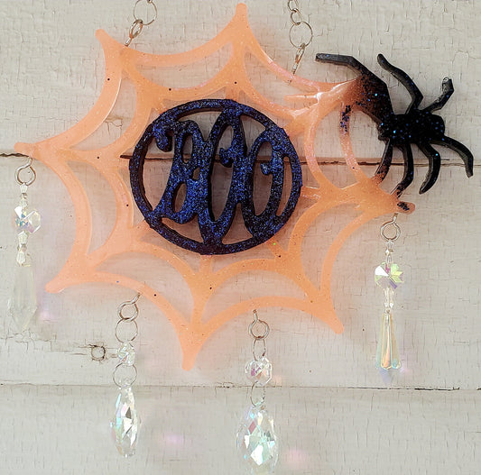 Boo Spider Web resin suncatcher(glow in the dark)