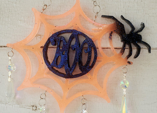 Boo Spider Web resin suncatcher(glow in the dark)