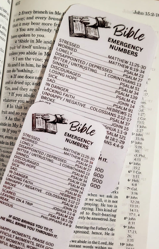 Emergency Bible numbers card