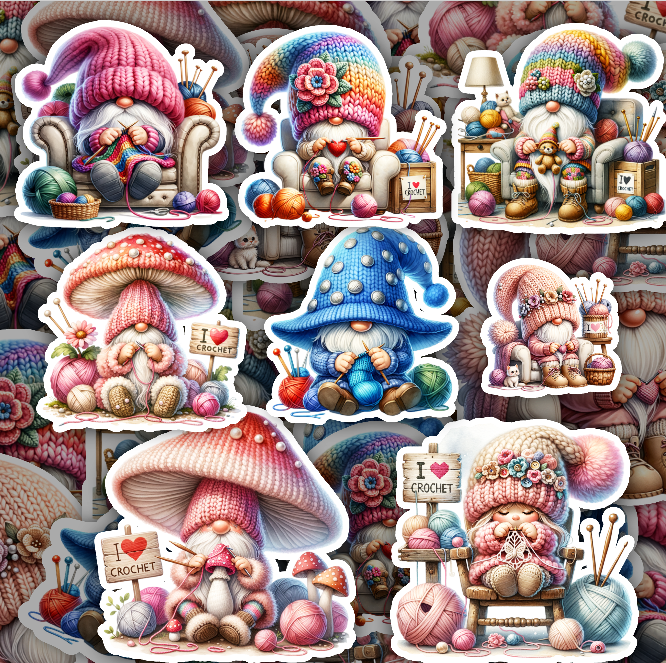 Knitting gnome stickers