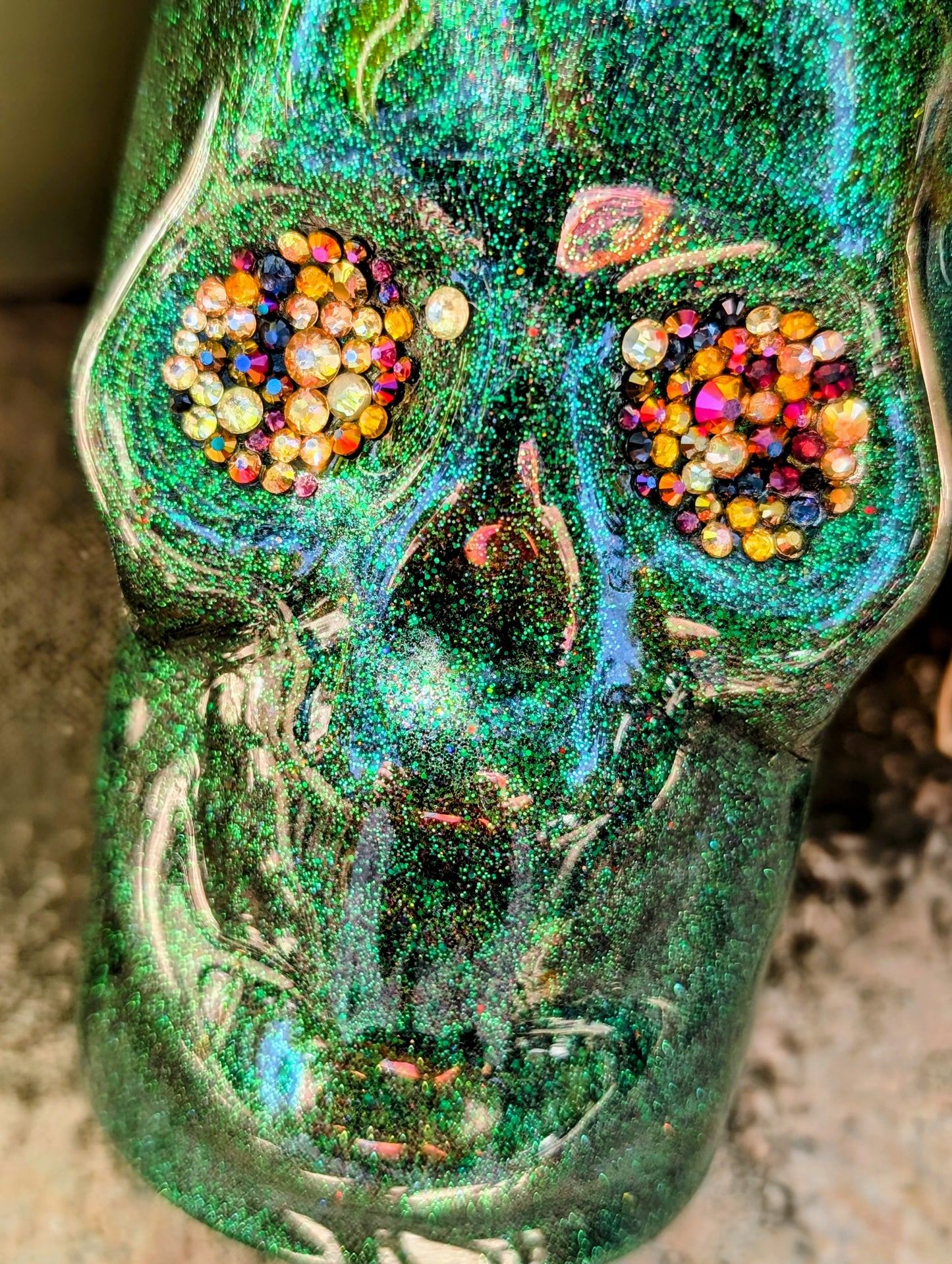 Rhinestoned skull tumbler