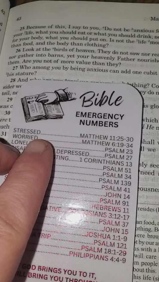 Emergency Bible numbers card