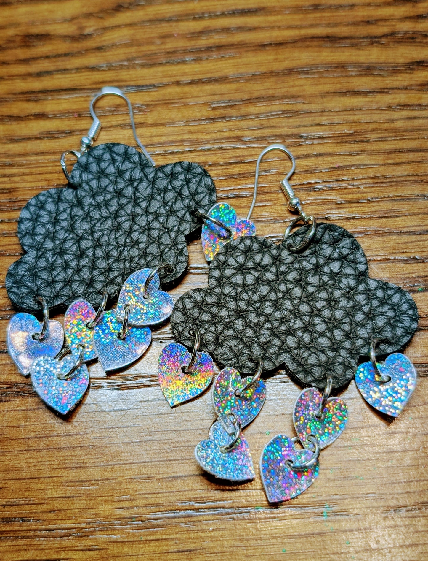 Cloud nine faux leather earrings