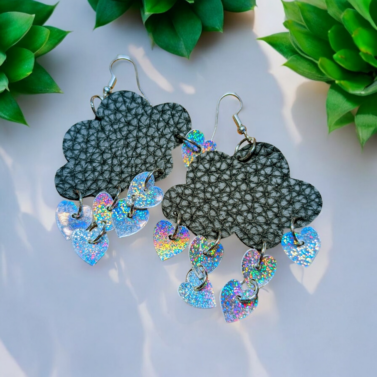 Cloud nine faux leather earrings