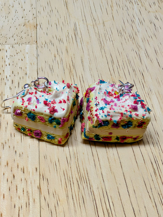 Birthday cake polymer clay earrings