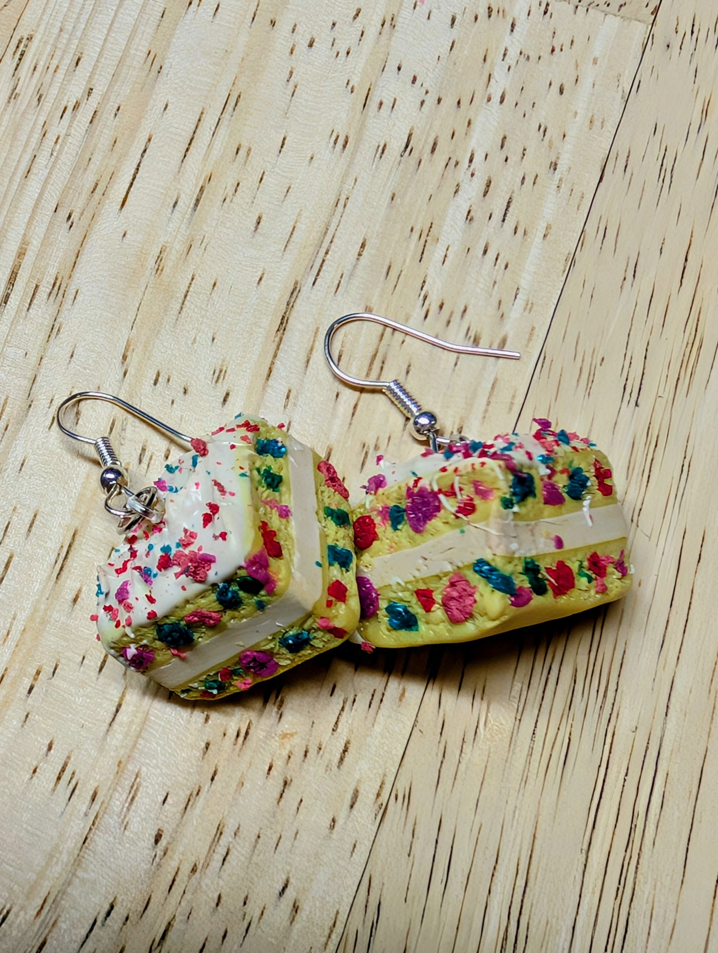 Birthday cake polymer clay earrings