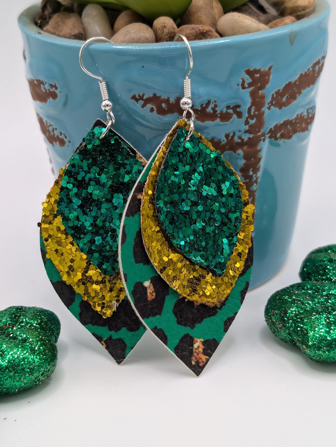 St. Patrick's Day faux leather earrings