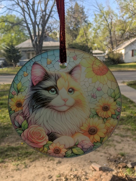 Frost glass cat ornaments