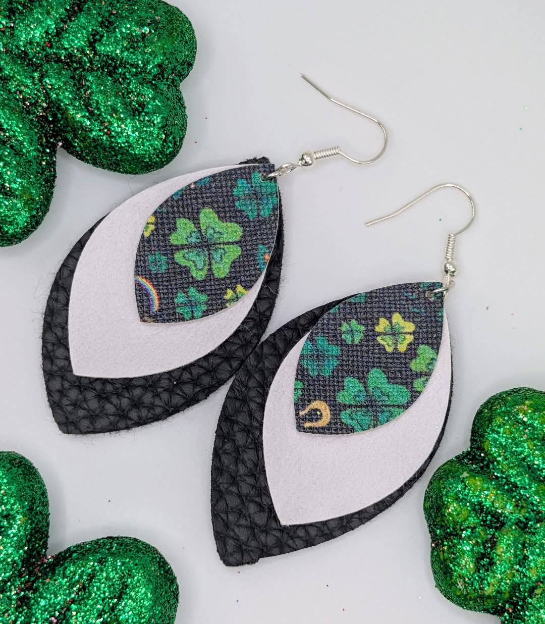 St. Patrick's Day faux leather earrings